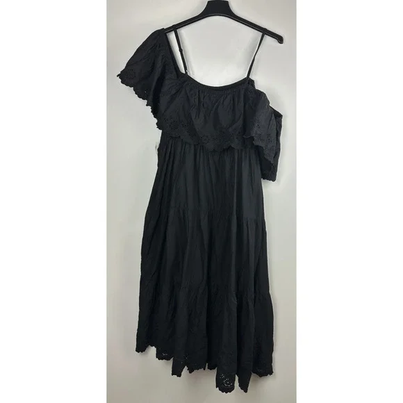 NWT Old Navy Cold Shoulder Maxi Swing Dress Black Ruffle Cotton Plus Size 3X - Picture 7 of 12